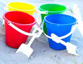 Beach Pails and Shovels - 5 inch, assorted colors (12/PKG)
